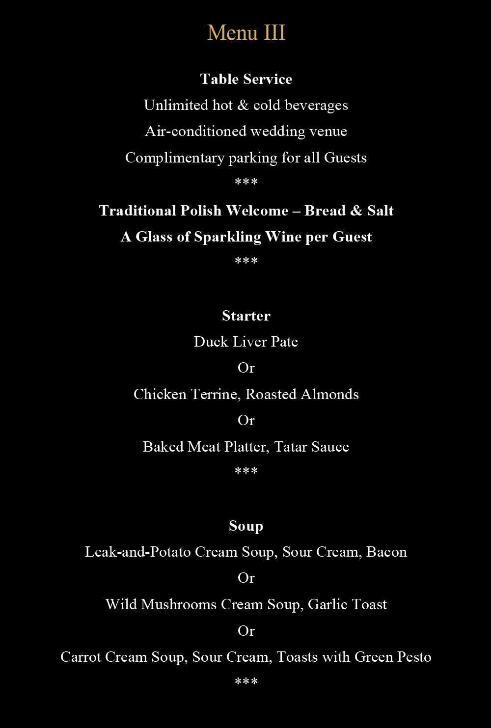 Wedding menu III